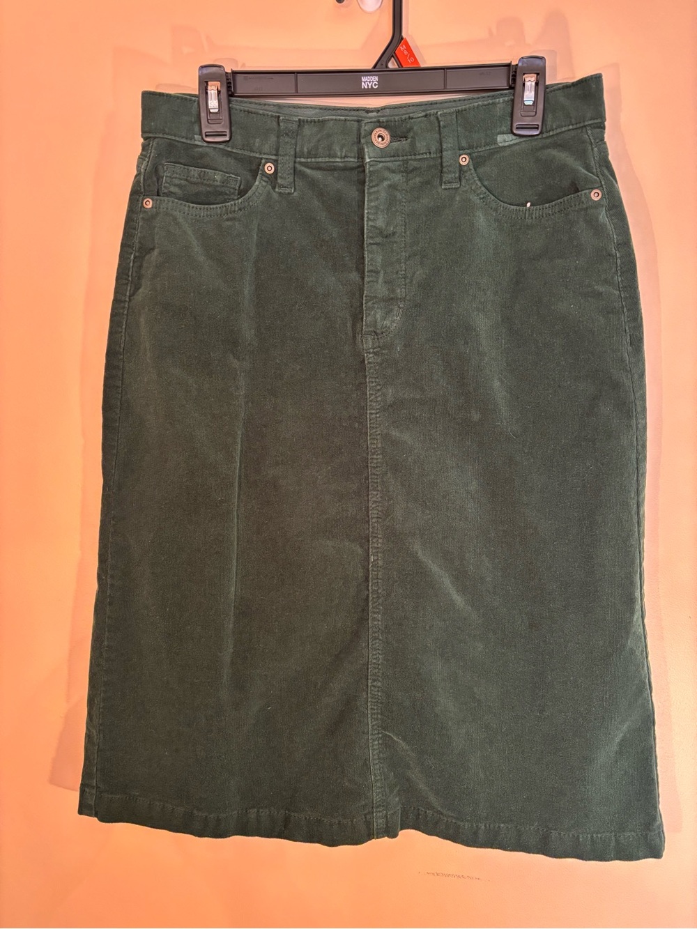 St. John's Bay Forest Green Corduroy Midi Skirt